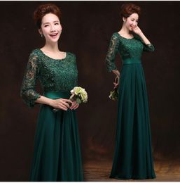 Mother of the Bride dresses in chiffon round neck line a long large size lace sleeves New collection Vintage