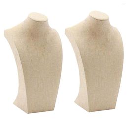 Jewellery Pouches 2 Pcs Simple Necklace Pendant Display Bust Mannequin Stand Holder Linen Rack Sizes