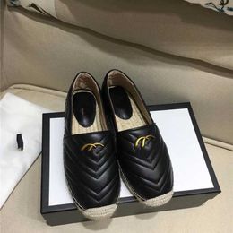 Luxury Designer Platform Women Double Hardware Genuine Leather Slip-on Espadrille Sandal Soft Bottom Casual Shoes mjjj00000002