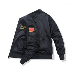 Men's Jackets Men's QSuper Solid China Letter Men's Pilot Jacket 2022 Autumn&Spring Bomber Black&Army Green