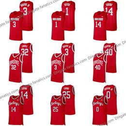 College Basketball Wears Custom NCAA Ohio State Buckeyes College Basketball Jersey 25 Kyle Young 40 Danny Hummer 13 CJ Walker 34 Kaleb Wesson E.J. Liddell 24 Andre