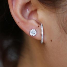 Stud Earrings Design Fashion Charm CZ Crystal Geometric Long Bar Shiny Rhinestone Big Earring 925 Silver Jewelry Women