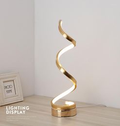 Table Lamps Modern Sprial Gold And White Aluminium Silicon 12W LED Bedside Desk Decorative Standing Light Living Room