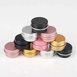 15ml Metal Aluminium Bottle Tins Lip Balm Containers 15g Empty Jars Screw Top Tin Cans Silver White Gold Black Pink storage boxes 1680pcs DAT487