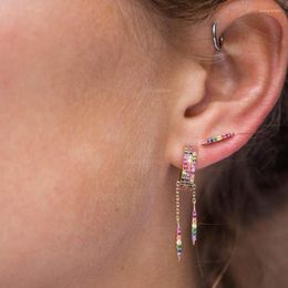 Dangle Earrings 2022 Round Colored Women Fashion Wedding Cute Fine Jewelry Rose Gold Multicolor Zircon For