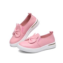 Tênis skoex sapatos infantis garotas meninas browknot slip-on planing plana moda tênis casuais