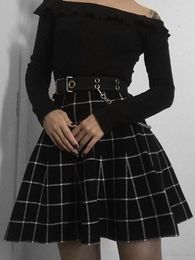 Skirts Vintage Skirt Gothic Lace Mini Pleated Women Punk Y2k High Waist A-line Short Harajuku Streetwear E-girl Y505