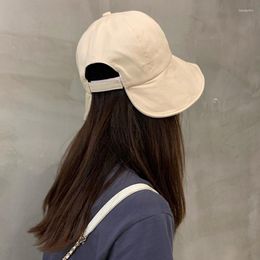 Ball Caps Solid Color Baseball Cap Women Girls Cotton Outdoor Visor Sun Hats Female Big Wide Brim Bucket Hat
