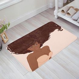 Carpets Woman Hair Brown Lines Home Entrance Doormat Kitchen Bathroom Floor Anti-slip Mat Living Room Bedroom Decor