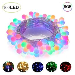 10M 100LED 220V/110V LED Ball String Lights Christmas Bulb Fairy Garlands Outdoor For Holiday Wedding Home New Year's Decor Lamp D2.0