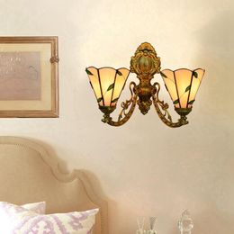 Wall Lamps European-Style Creative Corridor Double-Headed Lamp American-Style Coloured Glass Living Room Dining