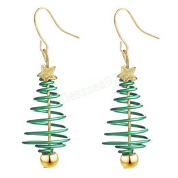 Hanging Dangle Earrings for Women Girls Pentagram Bead Green Christmas Tree Earring Cute Christmas Gift Fashion Jewellery