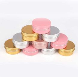 50g Aluminum Cosmetic Bottle Screw Lid Round Aluminium Jar Cans Makeup Empty Lip Balm Cosmetics Container 3456pcs DAT493