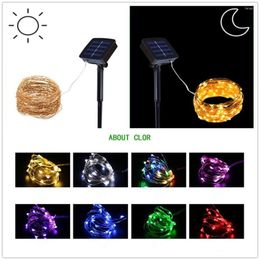 Strings 20M 200LED Outdoor Solar Powered Copper Wire String Light Night Lamp With Ground Pin Rod Yard Garden Decoration