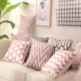 Pillow Drop Ship Luxury Cotton Embroidered Cover Pink Grey Home Decor Christmas Gift Sofa Throw Case