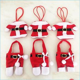 Other Festive Party Supplies Christmas Design Cloth Cutlery Set Santa Claus Small Clothes Knife And Fork Bag Supplies Wholesa Mjbag Dhu2B