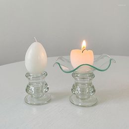 Candle Holders Creative Egg Shape Scented Nordic Decor Glass Holder Clear Taper Candlestick For Coffee Dining Table Centrepiece