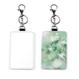Stock Sublimation Keychain Wallet Holder Sundries PU Leather ID Badge Card Holders Blocking Pocket for Offices School Driver Licence FY3826 t102