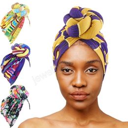 Elegant Flower turban Knotted Cap Head Wrap Wedding Party Headdress Ladies Bandana Chemo Cap African Hat Turbante Mujer