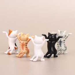 Japanese Cat Pen Holder Kids Toy Games Birthday Gift Weightlifting Carrying Coffin Cat Pens Holders Dance Figure Doll Animals 1131