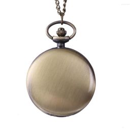 Pocket Watches 8087Smooth And Bright Fashion Retro Two-faced Watch Bronze With Necklace