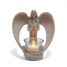 Candle Holders Votive Bereavement Angel Figurine Holder Memorial Gift Condolence Remembrance Desktop Praying Church With Flickering Led