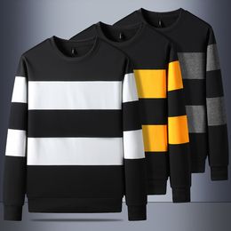 Chunky Striped Crewneck Sweatshirt Men Fashion Clothing 2022 Autumn Long Sleeve Sweatshirts Korean Fashion O-neck Shirts