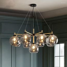 glass dining tables Canada - Chandeliers Vintage Nordic Chandelier For The Kitchen Smoky Glass Ball Ceiling Hanging Lamp Living Room Dining Table Hall Lighting Fixtures