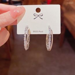 Hoop Earrings Silver Needle Light Luxury C-shaped For Women Super Flash Design Sense Stud Fashion Jewelri