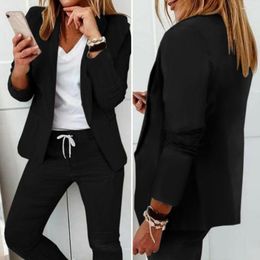 Women's Two Piece Pants 2 Pcs/Set Trendy Lady Outfit Set Loose Women Blazer Cardigan