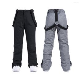 Skiing Pants Men Women Ski Windproof Waterproof Winter Thicken Snow Outdoor Sports Snowboarding Breathable Strap Trousers Unisex