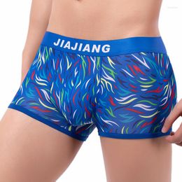 Underpants Fashion Mens Boxers Ice Silk Printed Male Stretchy Shorts Youth Underwear Breathable Boxer Comfortable Panties