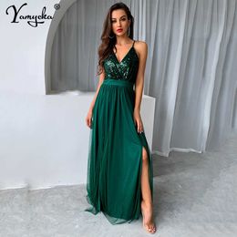 Party Dresses Sexy slip Sequin corset maxi summer dress women backless mesh long bodycon red Christmas party dress bridesmaid evening dresses T220930