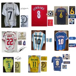 American College Football Wear All Super Star Signed Jersey Maradona Baggio Beckham Signature Shirt Retro Kaka Gerrard Lampard Ronaldo Classic Vintage Jerseys