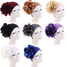 Big Flower Turban Women's Muslim India Hats Under Scarf Bone Bonnet Hair Loss Headwear Hijib Cap Hair Accessories