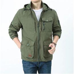 Mens Jackets Spring Autumn Solid Windproof Outdorr Military Green Black Cargo Classic Casual Fashion Oversize 7XL 8XL 220930