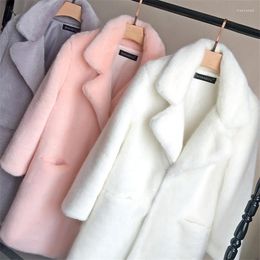 mink jacket womens UK - Women's Fur Warm Plush Velvet Jacket Women 2022 Faux Coat Mink Pure Color Looks Good And Comfortable Mid-length Trench