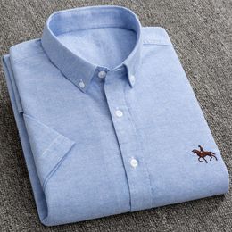 Men's Casual Shirts Fashion 2022 Men's Short Sleeve Oxford Spinning Cotton Summer Thin Slim Fit Half For Men Dress Shirt
