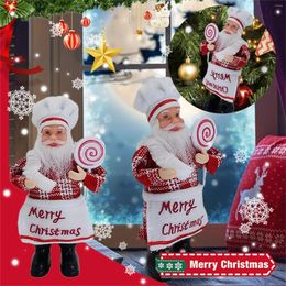 Christmas Decorations Oversized Dolls Retractable Santa Claus Snowman Elk Toys Xmas Figurines Gift For Kid Red Tree Ornament