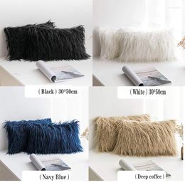 Pillow 30x50cm Soft Solid Fur Feather Cover Case Luxury Sofa Bed Home Car Room Dec