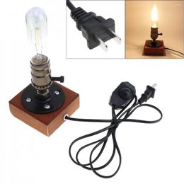 Table Lamps Retro Style Vintage Industrial Single Socket Bedside Desk Lamp Wooden Base Creative Edison Light Bulb Included Home