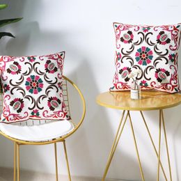 Pillow Cotton Embroidery Throw Cover Bohemia Flower Pattern Sofa Home Decoration Pillowcase 18x18 Inch