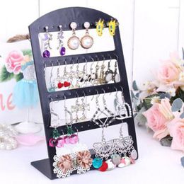 Jewelry Pouches 48 Holes Organizer Stand Black Plastic Earring Holder Pesentoir Fashion Earrings Display Rack Etagere