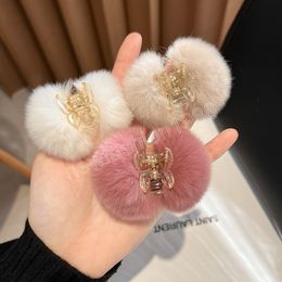 Korean Cute Small Hairball Hair Claw Clips For Women Girls Fashion Cherry Hairpins Barrettes Headband Headwear Hair Accessories