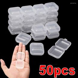 Jewellery Pouches 1-50Pcs Small Boxes Square Transparent Plastic Box Storage Case Finishing Container Packaging For Earrings