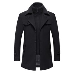 Men's Wool Blends Autumn Winter Single Breasted Woollen Coat Men England Style Slim Fit Men Wool Blends Coats Fashion Thick Windbreaker Jacket Male 220930