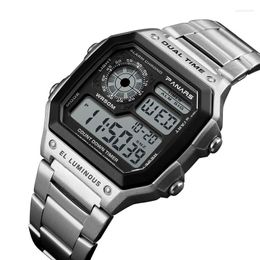 Wristwatches PANARS Fashion Watches For Men Retro Waterproof Business Stainless Steel Digital Sport Relogio Masculino