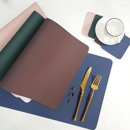 Table Mats 1 Piece Faux Leather Placemats Tableware Pad Non-Slip Square Double Sided Mat Resistant Heat Insulation Supplies