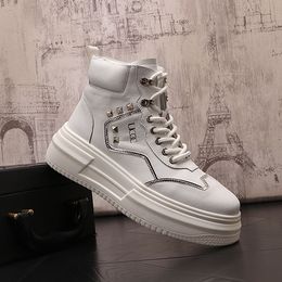 Designers Business Wedding Dress Party Shoes Fashion High Top Lace Up Sport Casual Sneakers Round Toe Thick Bottom Driving Walking Leisure Boots Y100