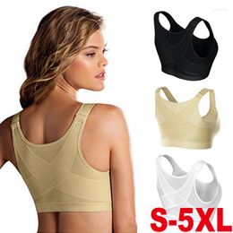 Yoga Outfit Large Size Women's Sports Bra Gathered Without Steel Ring Running Fitness Vest Front Zipper Shockproof Tank Top Underwear